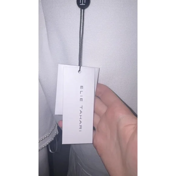 Elie Tahari White Robin Pearl Embellished Midi Sweater Dress Size Large - Picture 12 of 13